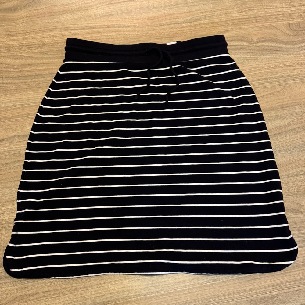 Talbots Black and White Striped A-Line Skirt